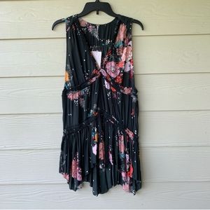 Free People Haze Tunic Black Floral Sleeveless
